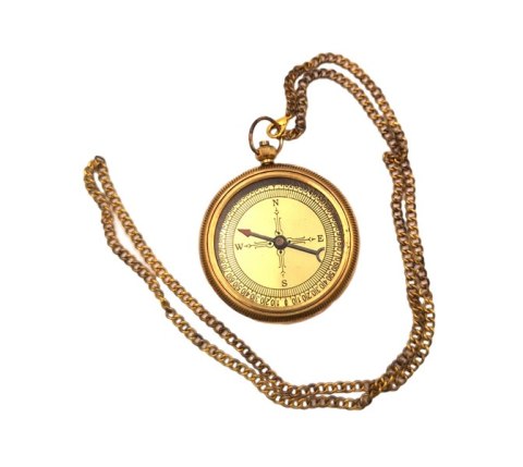 Kompas mosiężny na łańcuszku w skórzanym etui - CN215/2.5