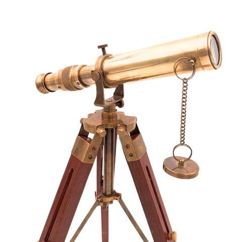 Luneta Mosiężna Retro na Trójnogu Drewnianym - Regulowana Wysokość - SR010