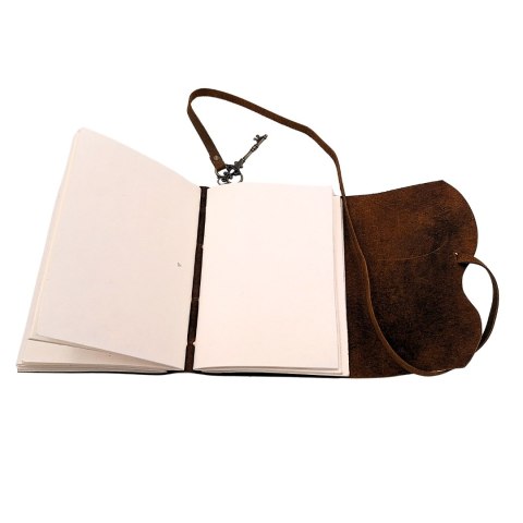 Notes Skórzany Retro z Kluczykiem i Paskiem 200 stron 18 x 13 cm - AH02