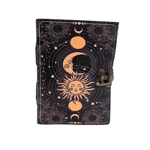 Notes Skórzany Słońce i Księżyc Ozdobny 200 stron - AH07