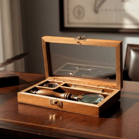 Zestaw Podróżnika - Luneta + Kompas + Lupa w Drewnianym Pudełku - NC2677AZ