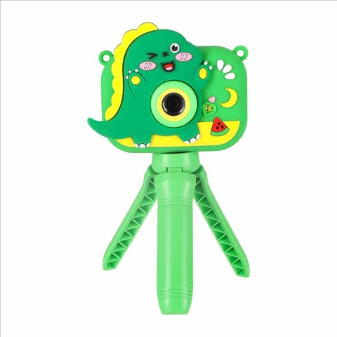 Aparat fotograficzny cyfrowy dla dzieci na statywie dinozaur zielony