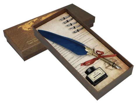 Zestaw piśmienniczy - Pióro z wymiennymi stalówkami i atramentem (mix 4 kolorów)