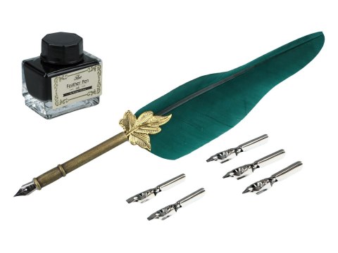 Zestaw piśmienniczy - Pióro z wymiennymi stalówkami i atramentem (mix 4 kolorów)