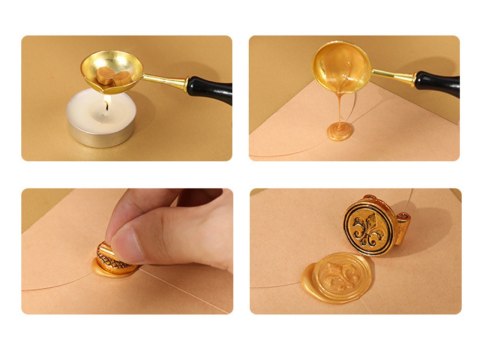 Zestaw piśmienniczy - Pióro ze stalówką, atramentem i zestawem do pieczęci (mix 4 wzorów).