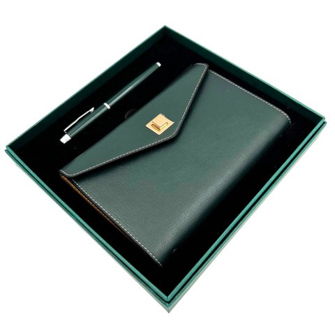Elegancki Zestaw Upominkowy - Notes Skórzany z Długopisem w Pudełku Prezentowym - Premium - EE8