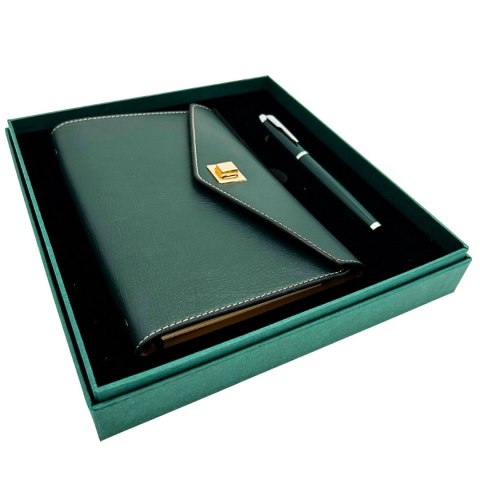 Elegancki Zestaw Upominkowy - Notes Skórzany z Długopisem w Pudełku Prezentowym - Premium - EE8