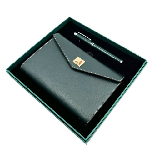 Elegancki Zestaw Upominkowy - Notes Skórzany z Długopisem w Pudełku Prezentowym - Premium - EE8