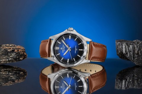Zegarek Męski Giewont Elegance Sapphire Brązowo Niebieski GW5160-A4