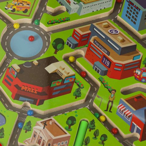 Gra labirynt magnetyczna planszowa drewniana do podróży duże miasto 2 graczy