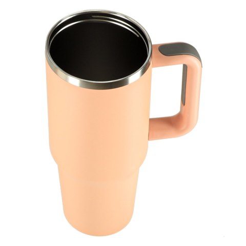 Kubek termiczny ze słomką i uchwytem termos 1200ml róż pudrowy