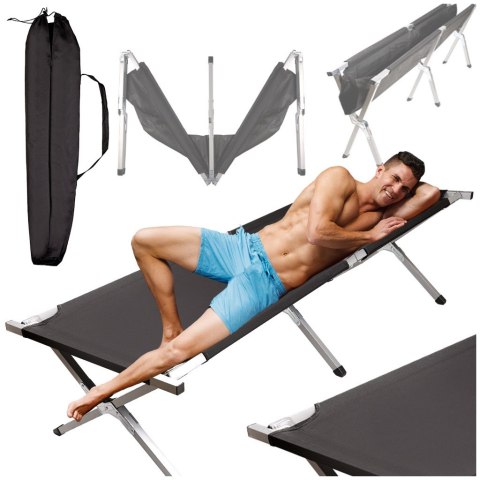 Łóżko polowe składane turystyczne kanadyjka czarne 150kg