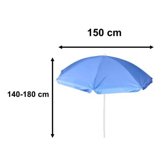 Parasol ogrodowy plażowy regulowany łamany składany UV 150cm niebieski