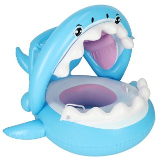 Kółko do pływania koło dmuchane dla niemowląt pontonik dla dzieci z siedziskiem z daszkiem rekin 23kg