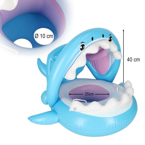 Kółko do pływania koło dmuchane dla niemowląt pontonik dla dzieci z siedziskiem z daszkiem rekin 23kg