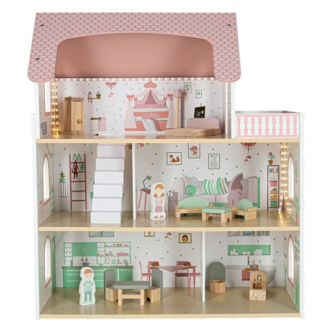 Domek dla lalek drewniany LULILO Peonio 70cm LED róż