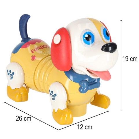 Pies piesek interaktywny z kością robot reaguje na dotyk